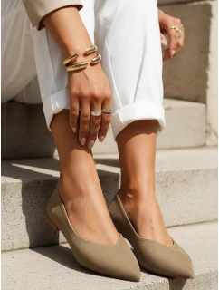 Dámske semišové baleríny v khaki farbe FashionStreet khaki ZY1350