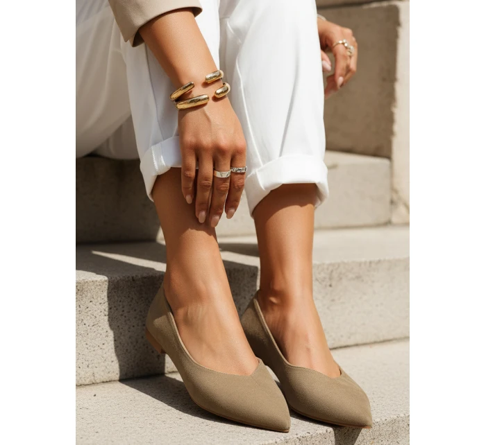 Dámske semišové baleríny v khaki farbe FashionStreet khaki ZY1350