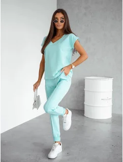 Dámský bavlněný dvoudílný komplet v tyrkysové barvě model 21056401 - Moon