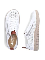 Dámske kožené ažurové biele poltopánky Rieker N2405-80