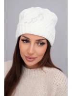 Dámská zimní vlněná čepice s ozdobnými krystalky K399 černá