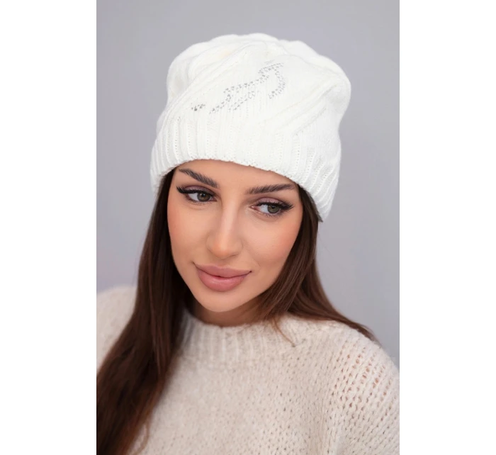 Dámská zimní vlněná čepice s ozdobnými krystalky K399 černá