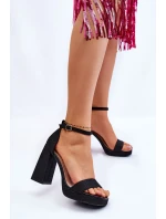 Błyszczące Sandałki Na Masywnym Obcasie Czarne Calmi Błyszczące Sandałki Na Masywnym Obcasie Czarne Calmi