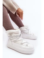 Dámské sněhule na platformě s vázáním bílé model 21641618 - Boto Dámské sněhule na platformě s vázáním bílé model 21641618 - Boto