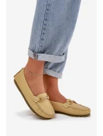 Płaskie Skórzane Mokasyny Z Ozdobą S.Barski LR51-547 Żółte Płaskie Skórzane Mokasyny Z Ozdobą S.Barski LR51-547 Żółte