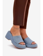 Dámské Pantofle Na Platformě A Klínu Džínové model 21687988 - Boto