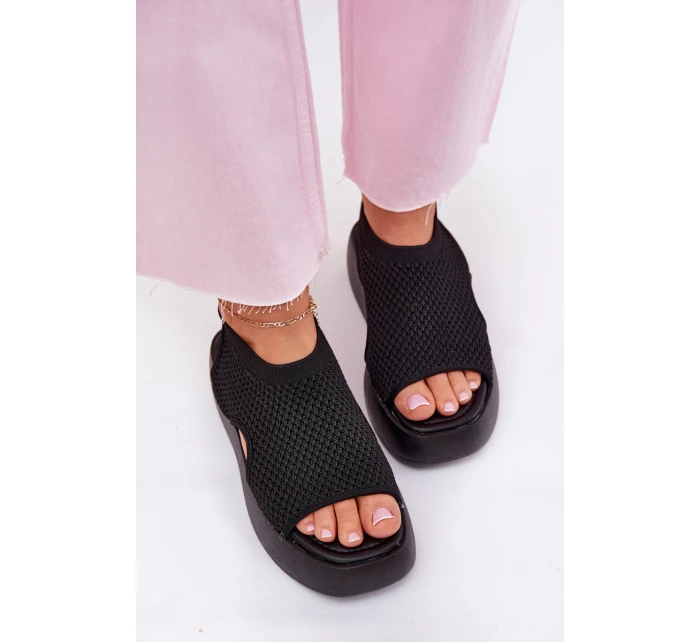 Sandały Damskie Na Platformie Czarne Kavira Sandały Damskie Na Platformie Czarne Kavira