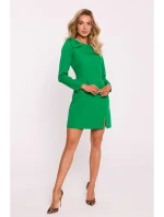 M814 Mini šaty s mašľou na ramene - zelené