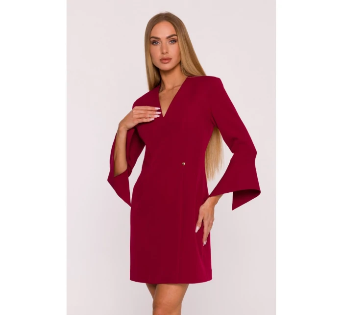 M876 Šaty so širokými manžetami - bordové