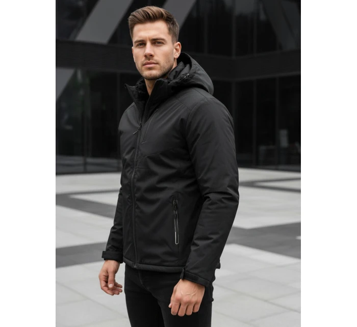 Pánská zimní bunda s kapucí černá model 21995627 - Dstreet