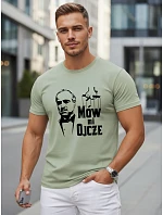 Tshirt męski klasyczny z nadrukiem bawełniany zielony model 22217912 - FashionStreet Tshirt męski klasyczny z nadrukiem bawełniany zielony model 22217912 - FashionStreet