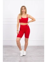 Súprava s nohavicami s vysokým pásom červená