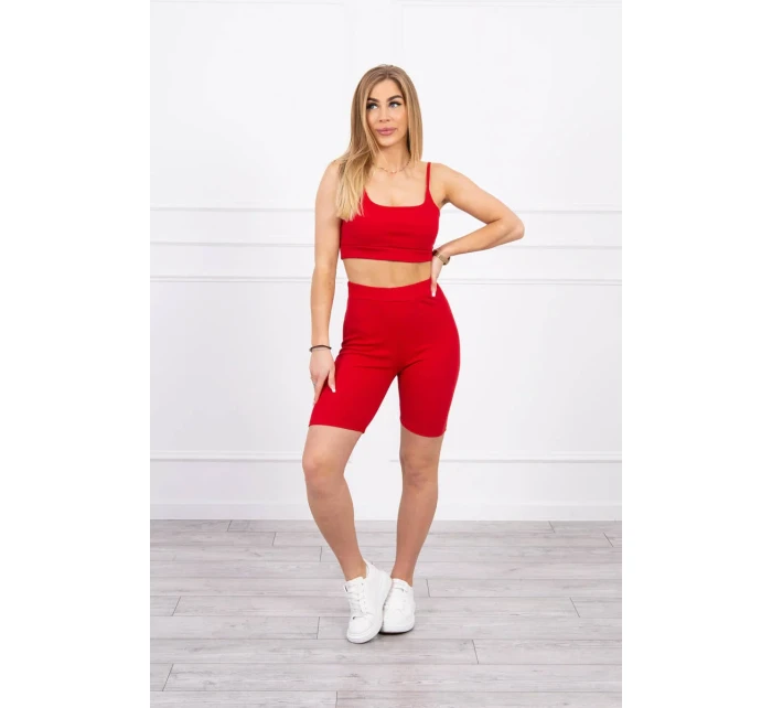 Súprava s nohavicami s vysokým pásom červená
