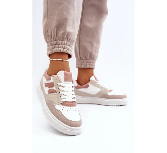 Damskie Niskie Sneakersy Beżowe Regines