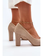 model 21652560 Velurové lodičky na podpatku se srdcem cappuccino - Zazoo