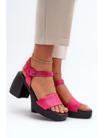Zazoo 40386 Damskie Skórzane Sandały Na Klocku Fuksja
