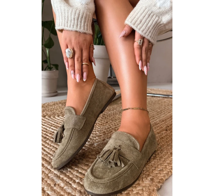 Dámské mokasíny ploché s třásněmi Zelené Marilisse