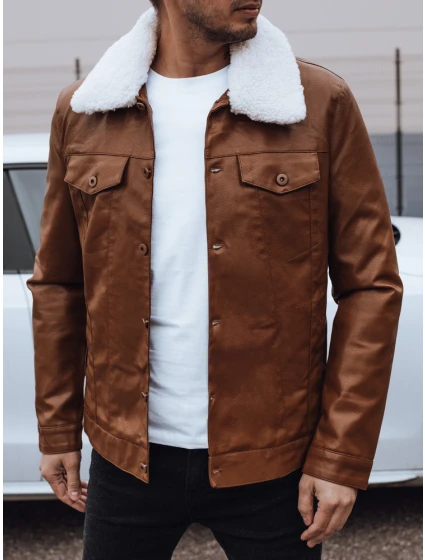 Pánská kožená bunda s kožešinou hnědá Dstreet model 21979558 - FashionStreet
