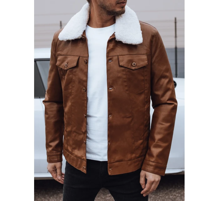 Pánská kožená bunda s kožešinou hnědá Dstreet model 21979558 - FashionStreet