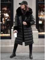 Dámská prošívaná dlouhá bunda černá Dstreet model 21982637 - FashionStreet Dámská prošívaná dlouhá bunda černá Dstreet model 21982637 - FashionStreet