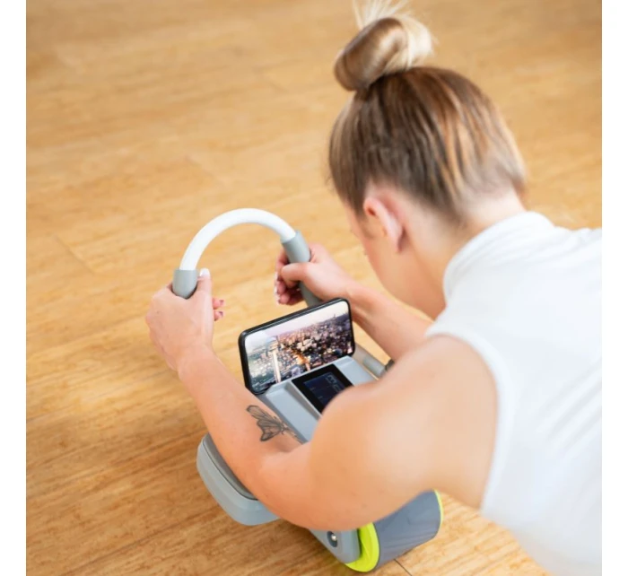 KA08 SIVÁ ABS AUTOMATICKÉ BRUŠNÉ SVALOVÉ CVIČENIE KOLESO S LCD DISPLEJOM A NABÍJANIE HMS