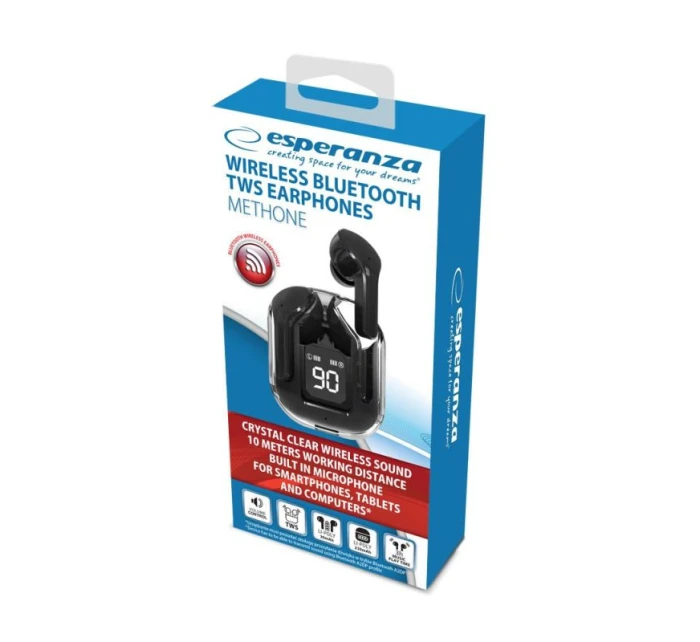 ESPERANZA BLUETOOTH SLÚCHADLÁ DO UŠÍ TWS METHONE BLACK EH238K ESPERANZA BLUETOOTH SLÚCHADLÁ DO UŠÍ TWS METHONE BLACK EH238K
