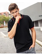 Daiber JN 728 Pánske polo tričko z piké s kontrastným lemom 02.0728 grafitová/aqua