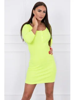Šaty s gombíkovým výstrihom žlté neónové