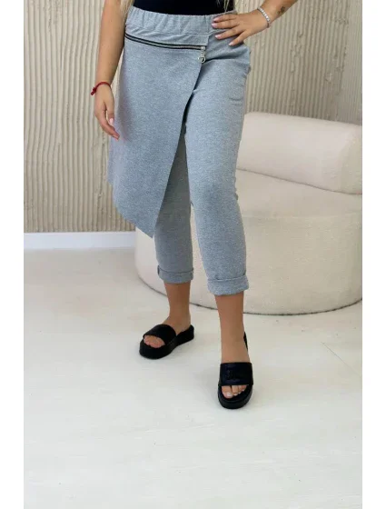 Punto Milano Zimné nohavice s ozdobným zipsom sivé