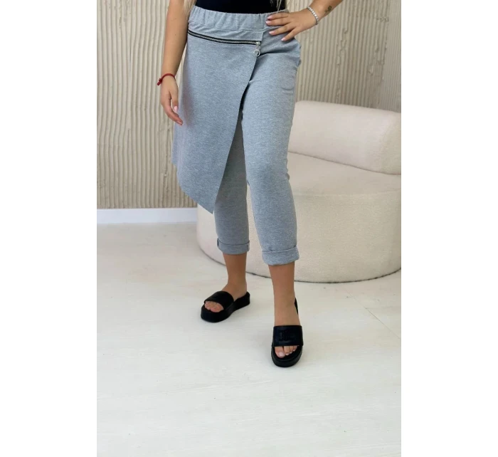 Punto Milano Zimné nohavice s ozdobným zipsom sivé