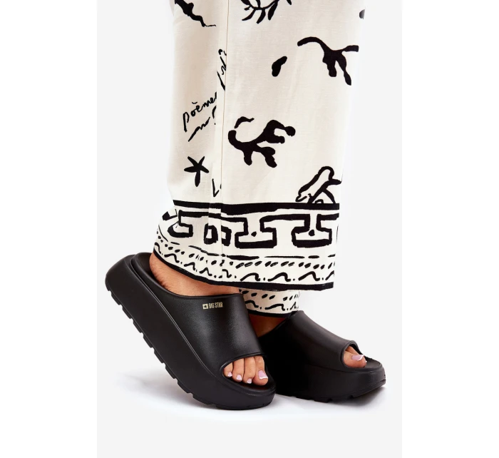 Piankowe Klapki Damskie Na Platformie Big Star RR274A567 Czarne Piankowe Klapki Damskie Na Platformie Big Star RR274A567 Czarne