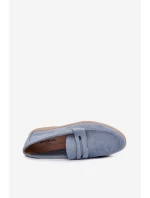 Dámské mokasyny z eko semiše modré Renelia
