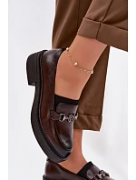 Kožené dámské mokasiny s ozdobným detailem Vinceza 39985 Čokoládové