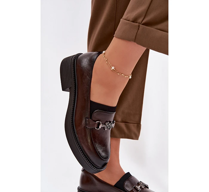 Kožené dámské mokasiny s ozdobným detailem Vinceza 39985 Čokoládové