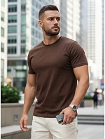 Pánske klasické hnedé tričko FashionStreet RX5679