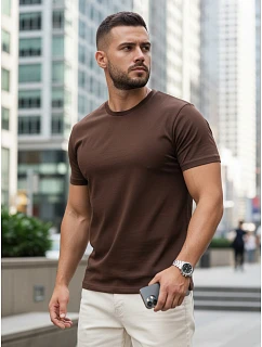 Pánske klasické hnedé tričko FashionStreet RX5679