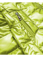 Lesklá prešívaná dámska bunda v limetkovej farbe (2021-04)