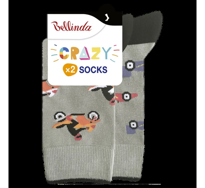 Veselé ponožky 2 páry CRAZY SOCKS 2x - BELLINDA - sivé