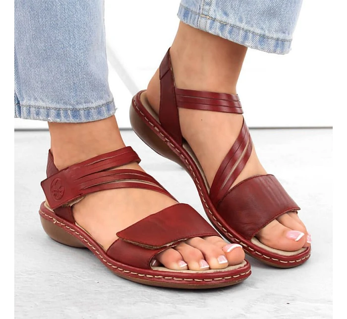Kožené pohodlné sandály W model 22119032 red - Rieker