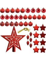 DEKORATÍVNE PLASTOVÉ OZDOBY BEZPEČNÉ 40KS ČERVENÁ SĽUDA