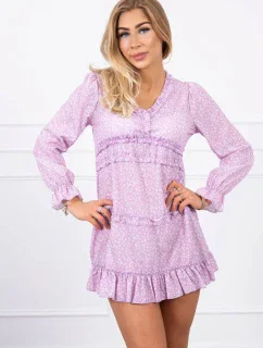 Šaty s ozdobnými volánky fialové