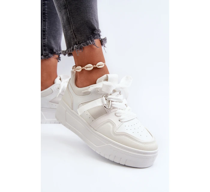Dámské tenisky na platformě z ekokože Bílé model 21657718 - Boto Dámské tenisky na platformě z ekokože Bílé model 21657718 - Boto