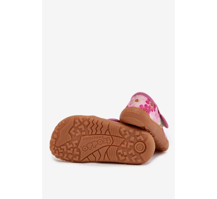 Dětské dívčí pantofle Barefoot Kwiatki Froddo G1700438-8 -11 Růžové