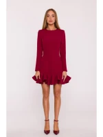 model 21296129 Šaty s volánkovým lemem bordó - Moe model 21296129 Šaty s volánkovým lemem bordó - Moe