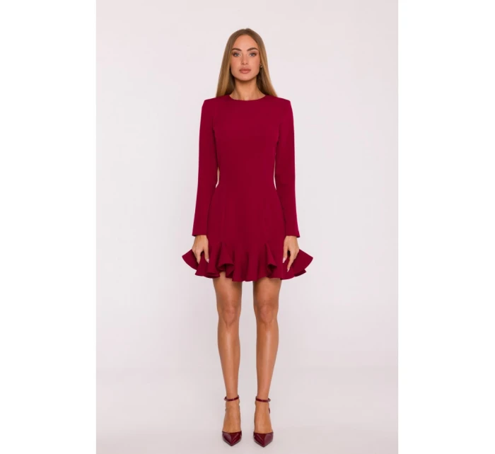 model 21296129 Šaty s volánkovým lemem bordó - Moe model 21296129 Šaty s volánkovým lemem bordó - Moe
