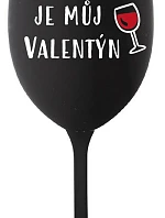 VÍNO JE MŮJ VALENTÝN - černá sklenice na víno 350 ml