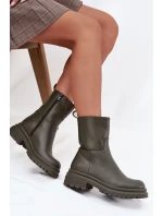 Dámské kotníkové boty na platformě Khaki tmavě zelená model 21873328 - Inello