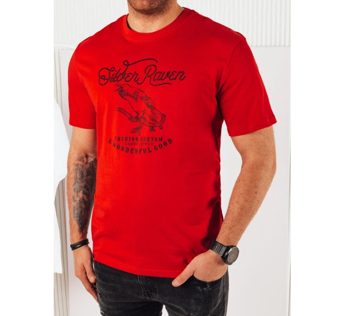 Pánské tričko s potiskem červené Dstreet model 21973568 - FashionStreet