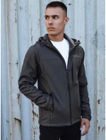 Pánská přechodná softshellová bunda s kapucí tmavě šedá Dstreet model 21980018 - FashionStreet