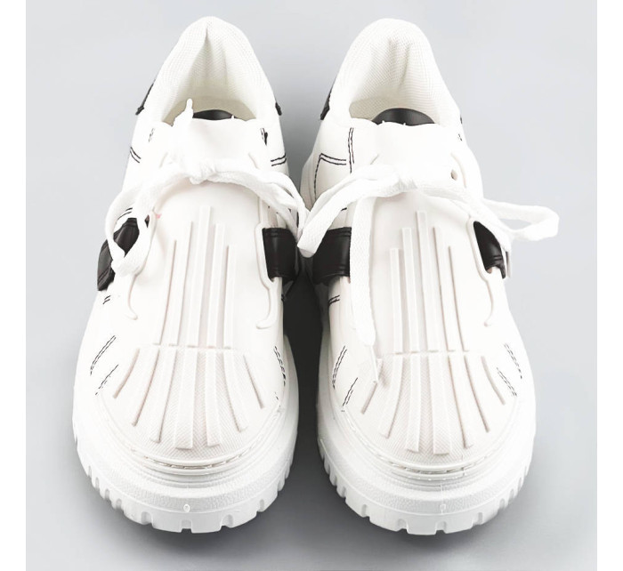 Bílo-černé dámské sportovní boty se zakrytým šněrováním (RA2049)